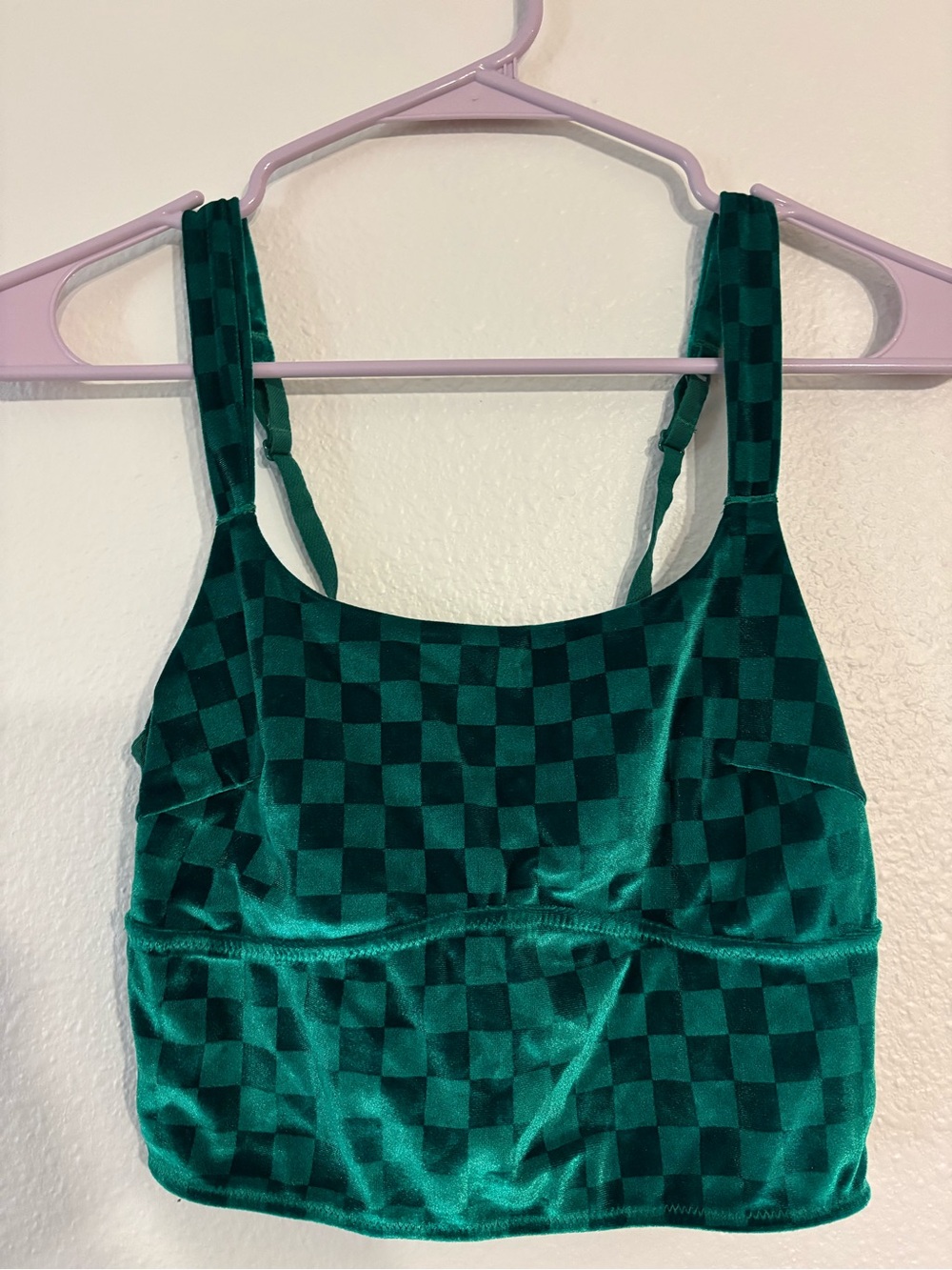 Colsie Emerald Green Checkerboard Velvet Bralette Tank